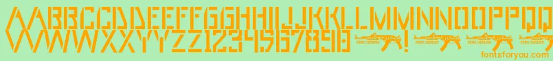 UmarStencils Font – Orange Fonts on Green Background