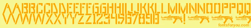 UmarStencils Font – Orange Fonts on Yellow Background