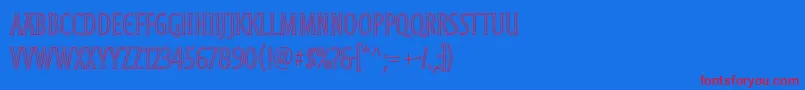 フォントMoonglowLightcond – 赤い文字の青い背景