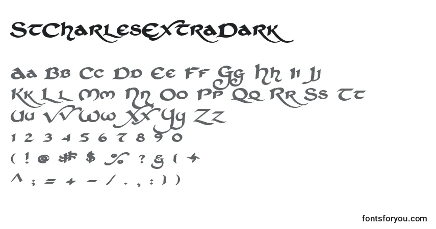 A fonte StCharlesExtraDark – alfabeto, números, caracteres especiais