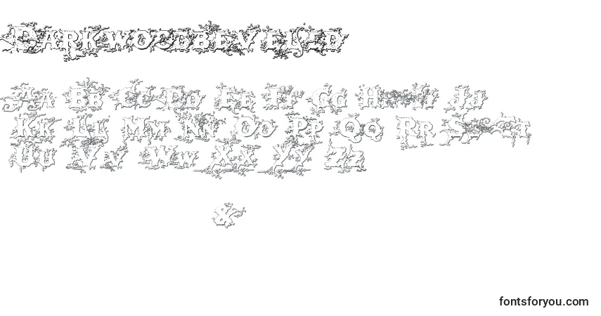 A fonte Darkwoodbeveled (57509) – alfabeto, números, caracteres especiais