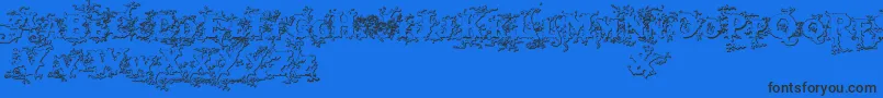 Darkwoodbeveled Font – Black Fonts on Blue Background