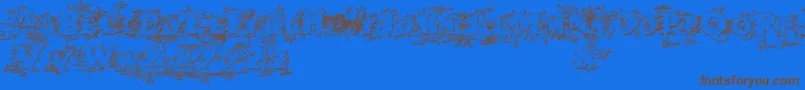 Darkwoodbeveled Font – Brown Fonts on Blue Background