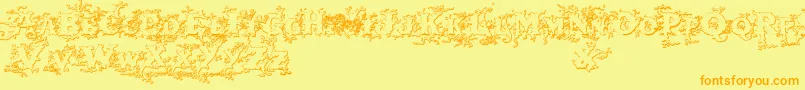 Darkwoodbeveled Font – Orange Fonts on Yellow Background