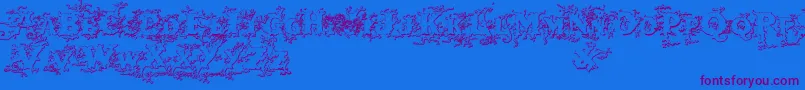 Darkwoodbeveled Font – Purple Fonts on Blue Background