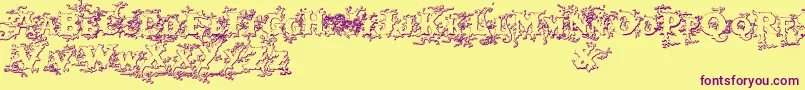 Darkwoodbeveled Font – Purple Fonts on Yellow Background
