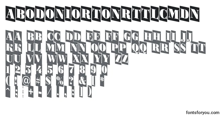 Czcionka ABodoniortonrttlcmdn – alfabet, cyfry, specjalne znaki