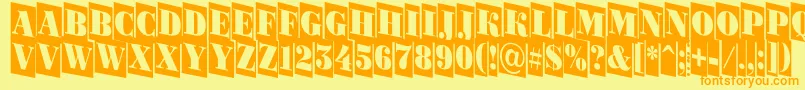 ABodoniortonrttlcmdn-Schriftart – Orangefarbene Schriften auf gelbem Hintergrund