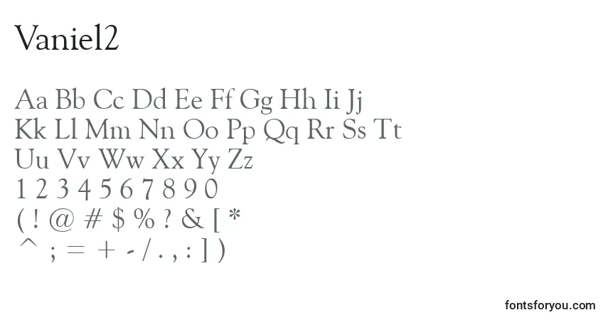 Schriftart Vaniel2 – Alphabet, Zahlen, spezielle Symbole