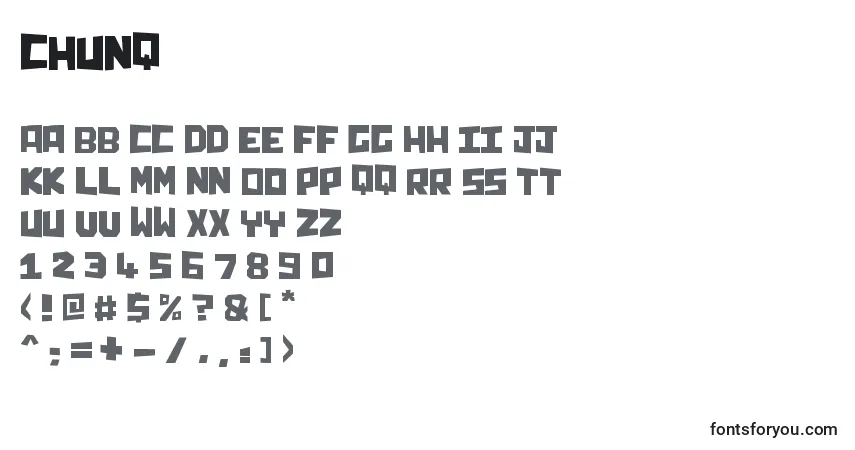 Schriftart Chunq – Alphabet, Zahlen, spezielle Symbole