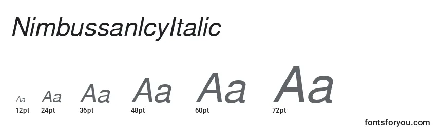 Размеры шрифта NimbussanlcyItalic