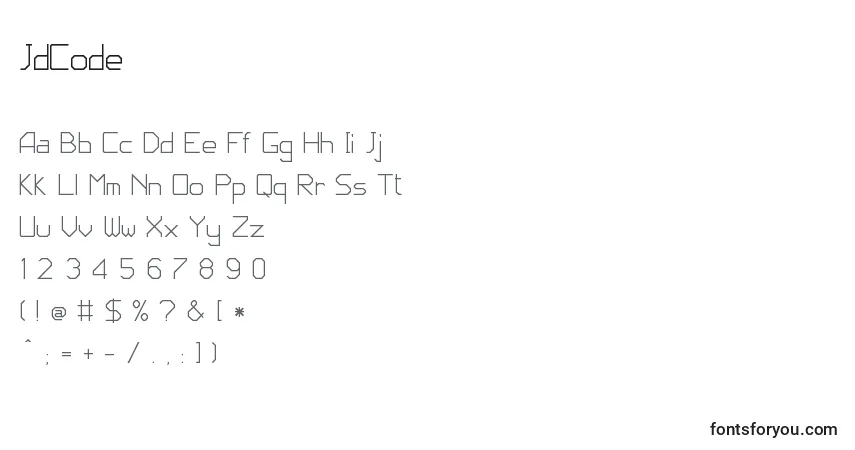 JdCode-fontti – aakkoset, numerot, erikoismerkit