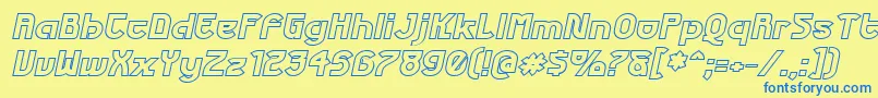 FuturexPhatOutlineItalic Font – Blue Fonts on Yellow Background