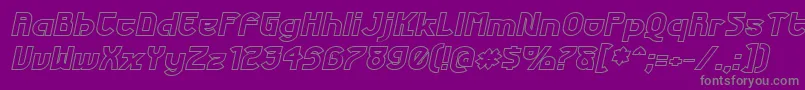 FuturexPhatOutlineItalic-Schriftart – Graue Schriften auf violettem Hintergrund