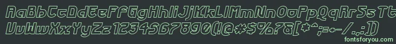 FuturexPhatOutlineItalic Font – Green Fonts on Black Background