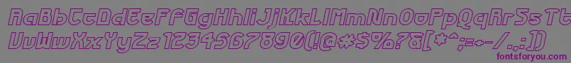 Czcionka FuturexPhatOutlineItalic – fioletowe czcionki na szarym tle