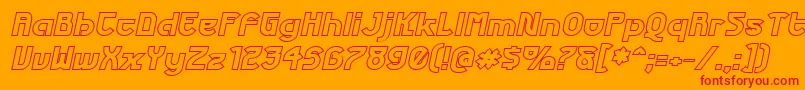 FuturexPhatOutlineItalic Font – Red Fonts on Orange Background