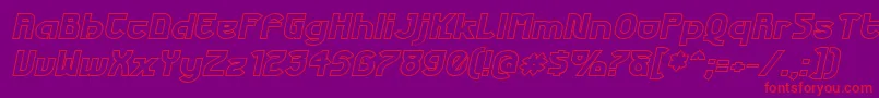 FuturexPhatOutlineItalic Font – Red Fonts on Purple Background