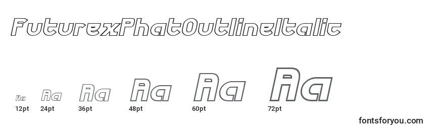 Размеры шрифта FuturexPhatOutlineItalic