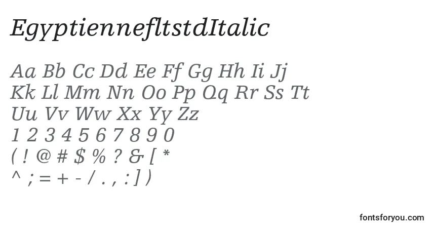 Шрифт EgyptiennefltstdItalic – алфавит, цифры, специальные символы