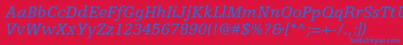 EgyptiennefltstdItalic Font – Blue Fonts on Red Background