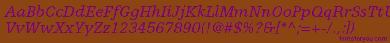 EgyptiennefltstdItalic Font – Purple Fonts on Brown Background