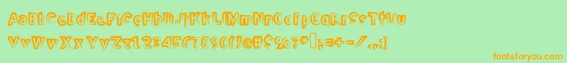 Halfhalf-Schriftart – Orangefarbene Schriften auf grünem Hintergrund