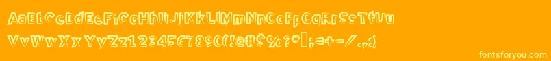 Halfhalf-Schriftart – Gelbe Schriften auf orangefarbenem Hintergrund