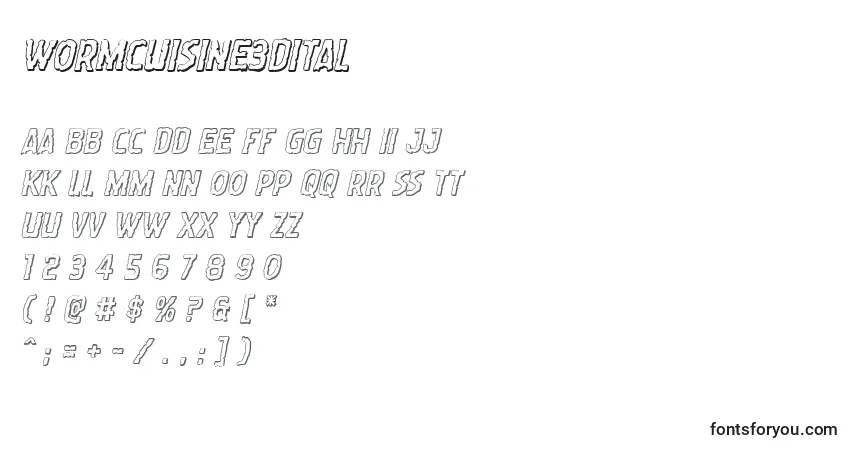Wormcuisine3Dital-fontti – aakkoset, numerot, erikoismerkit