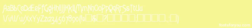 RowleyRegular-fontti – valkoiset fontit keltaisella taustalla
