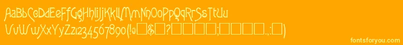 RowleyRegular-fontti – keltaiset fontit oranssilla taustalla