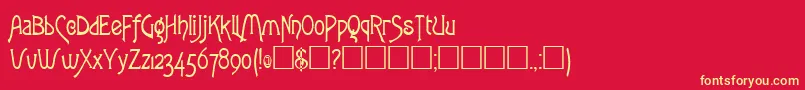 RowleyRegular-fontti – keltaiset fontit punaisella taustalla