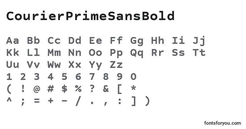 Шрифт CourierPrimeSansBold – алфавит, цифры, специальные символы