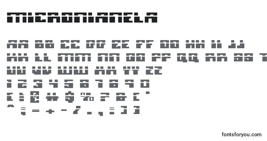 Fuente Micronianela - alfabeto, números, caracteres especiales