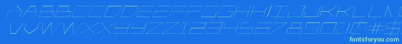 Player1uplightitalic Font – Green Fonts on Blue Background