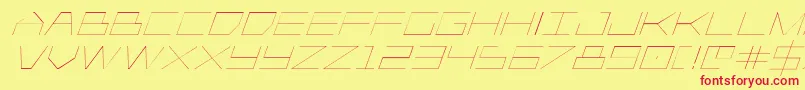 Player1uplightitalic-fontti – punaiset fontit keltaisella taustalla