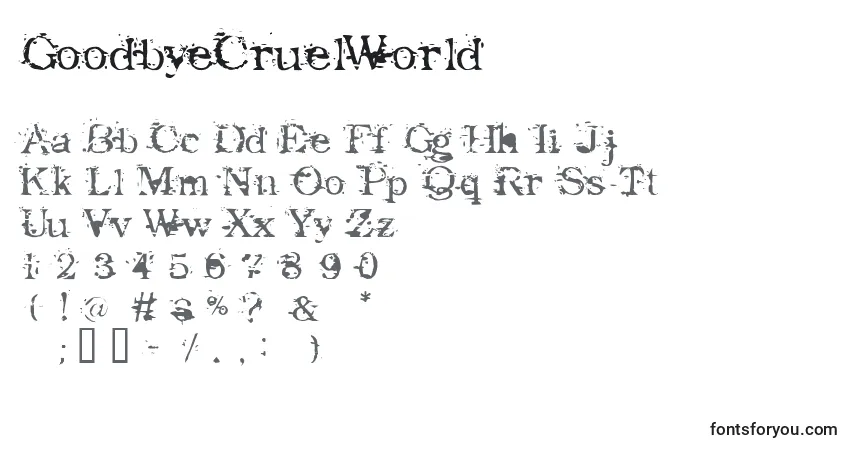 A fonte GoodbyeCruelWorld – alfabeto, números, caracteres especiais