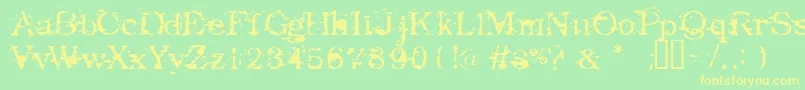 GoodbyeCruelWorld-fontti – keltaiset fontit vihreällä taustalla