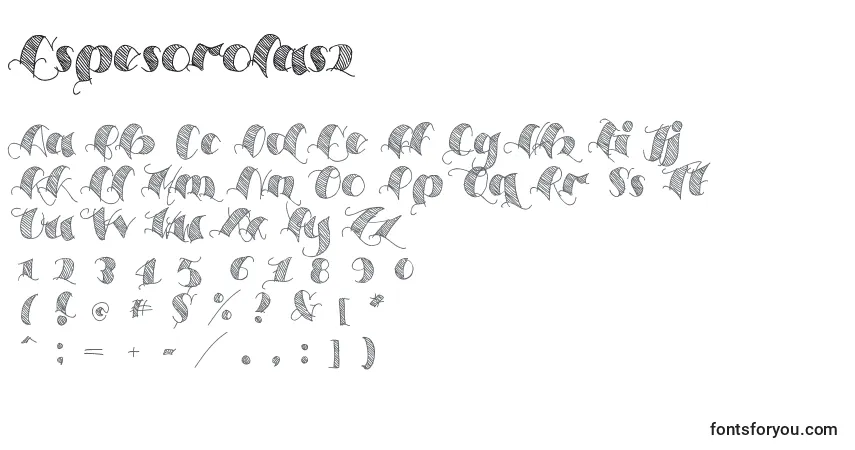 A fonte Espesorolas2 – alfabeto, números, caracteres especiais