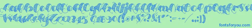 Espesorolas2-Schriftart – Blaue Schriften auf grünem Hintergrund