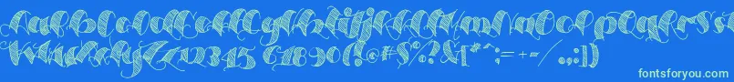 Espesorolas2-Schriftart – Grüne Schriften auf blauem Hintergrund