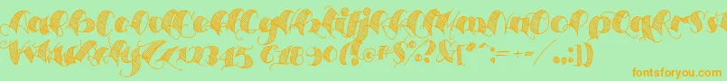 Espesorolas2-Schriftart – Orangefarbene Schriften auf grünem Hintergrund