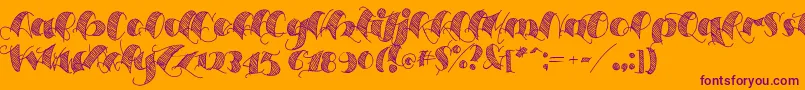 Espesorolas2-Schriftart – Violette Schriften auf orangefarbenem Hintergrund