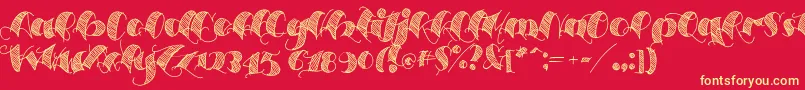 Espesorolas2-Schriftart – Gelbe Schriften auf rotem Hintergrund