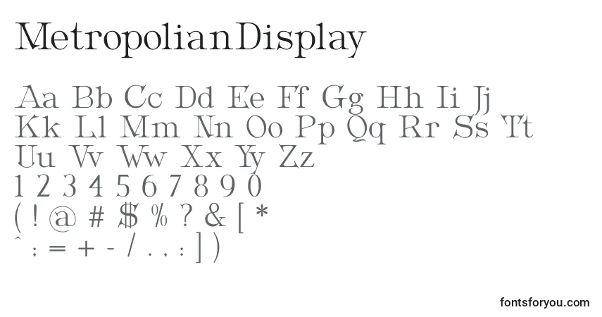 Czcionka MetropolianDisplay – alfabet, cyfry, specjalne znaki