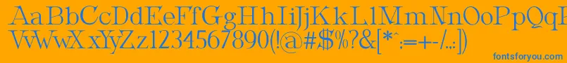 MetropolianDisplay-fontti – siniset fontit oranssilla taustalla