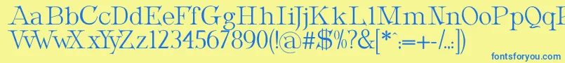 フォントMetropolianDisplay – 青い文字が黄色の背景にあります。