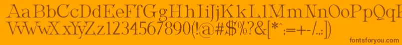MetropolianDisplay-fontti – ruskeat fontit oranssilla taustalla