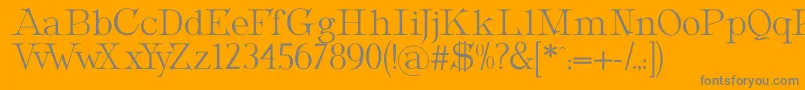 MetropolianDisplay-fontti – harmaat kirjasimet oranssilla taustalla