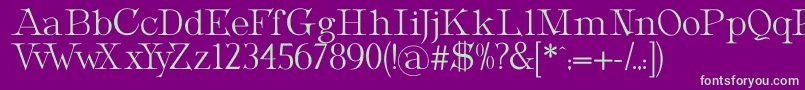 MetropolianDisplay-fontti – vihreät fontit violetilla taustalla